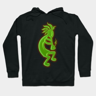 Kokopelli 420, Green Bubble, Red Glow Hoodie